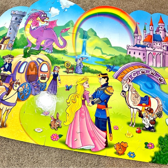 Enchante Kingdom Kids 46 Pieces 2-Sided Giant Floor Puzzle - Kids Learning Toys - Picture 3 of 16